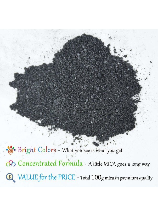 DecorRom Epoxy Resin Color Pigment - Huge 100g/3.5 Ounces Metallic Mica Powder for Epoxy Resin Art Coloring, Slime Making - Cosmetic Grade Resin Color Dye for Jewelry, Soap Making, Painting, Nails Art (Black) - Image 2