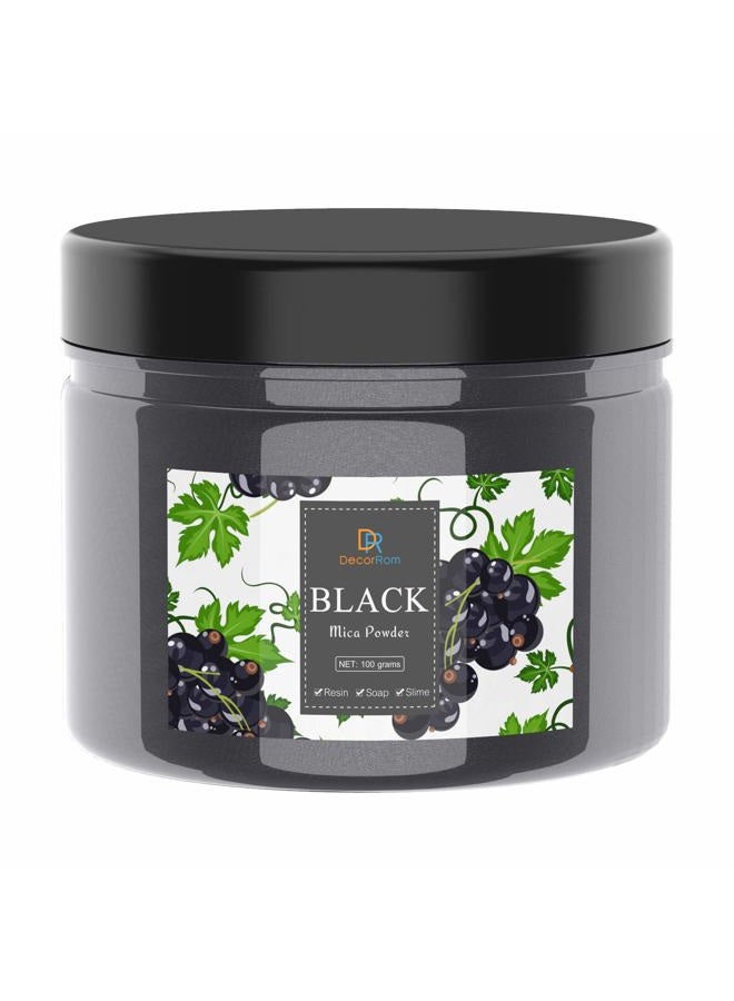DecorRom Epoxy Resin Color Pigment - Huge 100g/3.5 Ounces Metallic Mica Powder for Epoxy Resin Art Coloring, Slime Making - Cosmetic Grade Resin Color Dye for Jewelry, Soap Making, Painting, Nails Art (Black) - Image 1