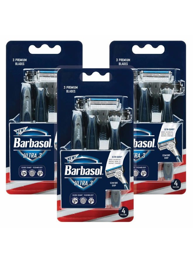 Barbasol Ultra 3 Premium Disposable Razor, 4 Count - Image 1