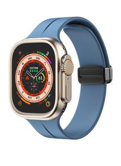TenTech Silicone Magnetic Sports Band for Apple Watch Ultra/Ultra 2, Size 49mm 45mm 44mm 42, Soft Band for iWatch Series 9/8/7/6/5/4/3/2/1/SE - Star Blue
