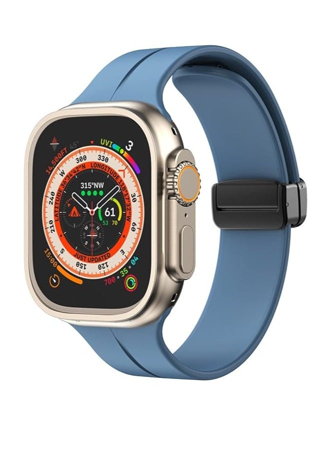 ten.tech - TenTech Silicone Magnetic Sports Band for Apple Watch Ultra/Ultra 2, Size 49mm 45mm 44mm 42, Soft Band for iWatch Series 9/8/7/6/5/4/3/2/1/SE - Star Blue - Image 1