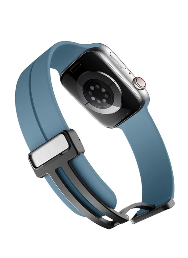 ten.tech - TenTech Silicone Magnetic Sports Band for Apple Watch Ultra/Ultra 2, Size 49mm 45mm 44mm 42, Soft Band for iWatch Series 9/8/7/6/5/4/3/2/1/SE - Star Blue - Image 1