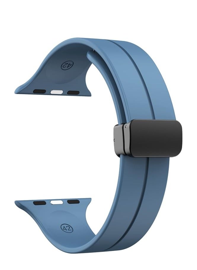 ten.tech - TenTech Silicone Magnetic Sports Band for Apple Watch Ultra/Ultra 2, Size 49mm 45mm 44mm 42, Soft Band for iWatch Series 9/8/7/6/5/4/3/2/1/SE - Star Blue - Image 1