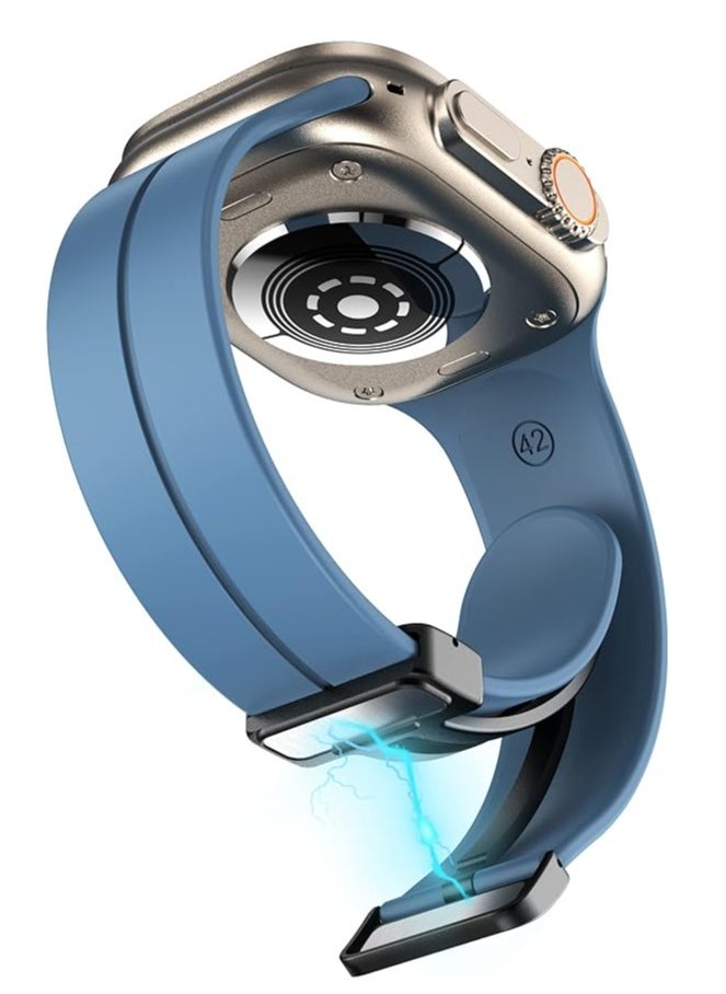 ten.tech - TenTech Silicone Magnetic Sports Band for Apple Watch Ultra/Ultra 2, Size 49mm 45mm 44mm 42, Soft Band for iWatch Series 9/8/7/6/5/4/3/2/1/SE - Star Blue - Image 1