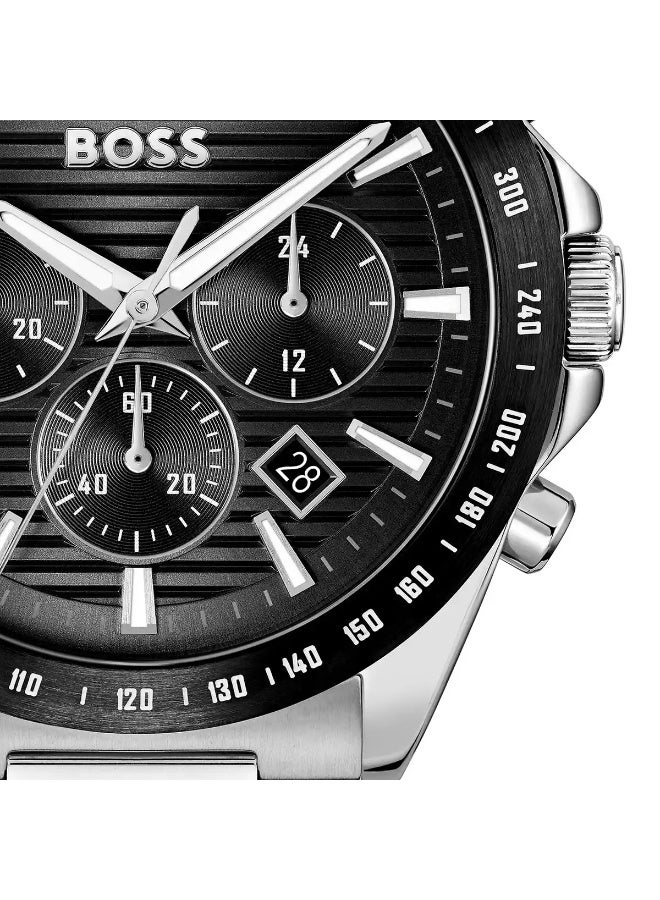 Hugo Boss 1514290 Men’s Stainless Steel Watch – Black Dial, Silver Metal Strap | 41mm Circular Case | Quartz Movement | 50M Water Resistant - Image 4