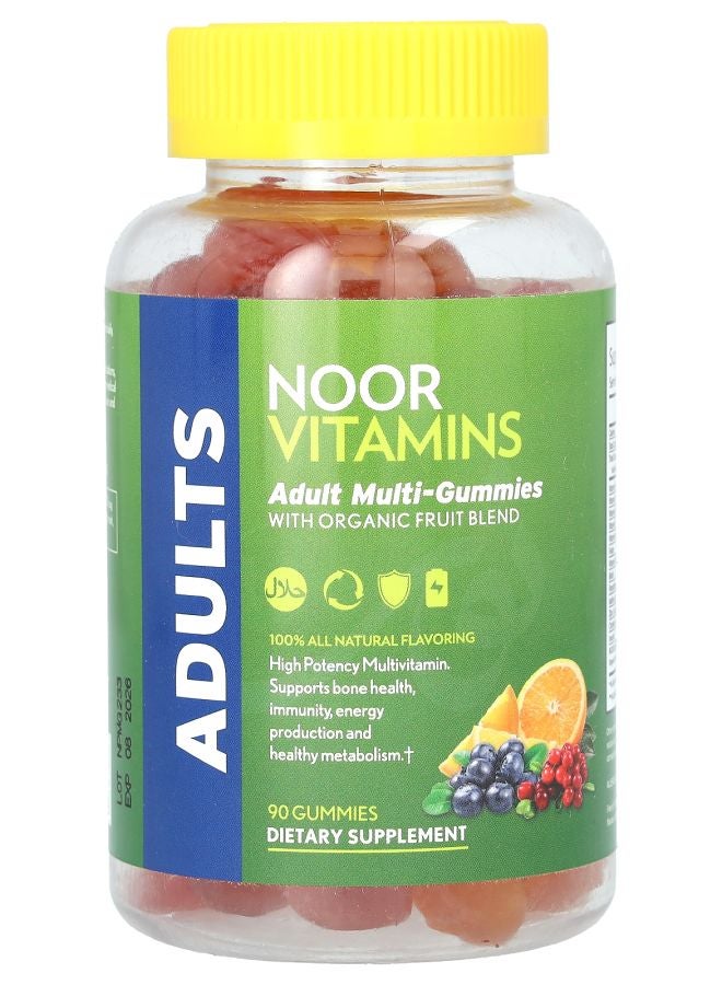 Noor Vitamins Adult Multi-Gummies with Organic Fruit Blend  90 Gummies