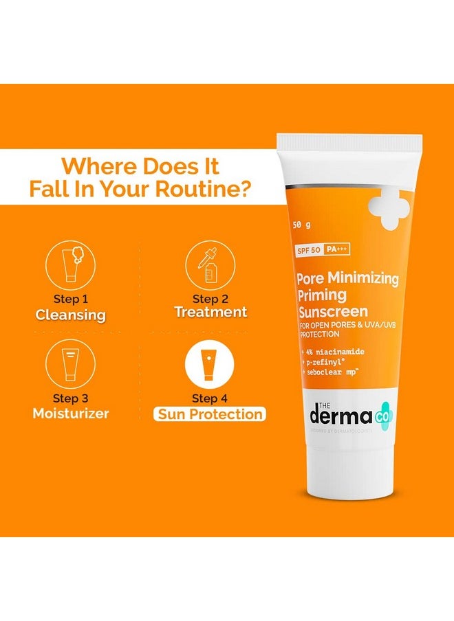 THE derma Co - Pore Minimizing Sunscreen I With Spf 50 & Pa++++ I With Niacinamide | For Open Pores & Uva/Uvb Protection I Suitable For All Skin Types- 50G - Image 1