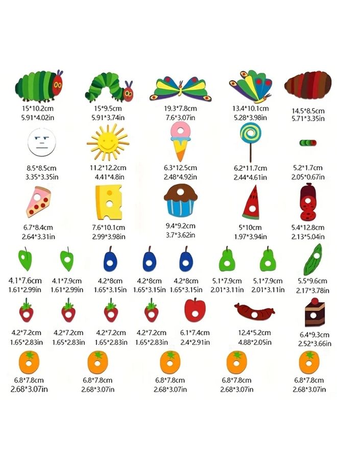 35Pcs Felt The Very Hungry Caterpillar Play Set With Storage Bag For Storytelling - Image 2