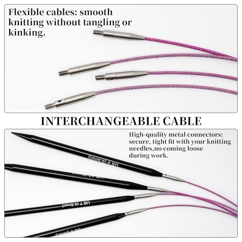 Froggod 4.53-inch (11.5cm) Interchangeable Circular Knitting Needles Set Aluminum US Sizes 2.5, 4, 5, 6, 7, 8, 9, 10, 11 with Interchangeable Knitting Needles and Cables, Accessories and Case, 9 Pairs - Image 4