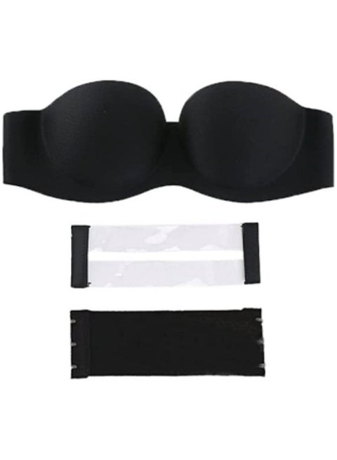 حمالة صدر بدون حمالات مع حمالات شفافة اختيارية، حمالة صدر دافعة للأعلى، باللون الأسود