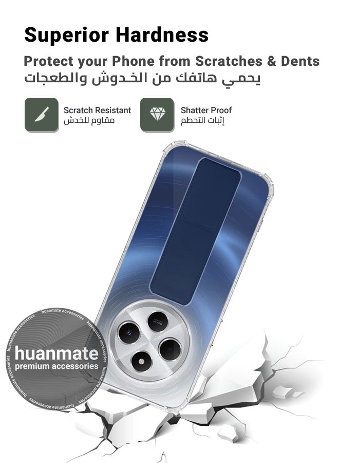 هووانميت حافظة لهاتف شاومي ريدمي 13 سي 4 جي، حافظة مغناطيسية ممتازة مع حامل مقبض يدوي ومسند - غطاء أنيق وعملي لقبضة معززة وراحة مطلقة وتجربة مشاهدة بدون استخدام اليدين - شفاف/ كحلي - Image 4
