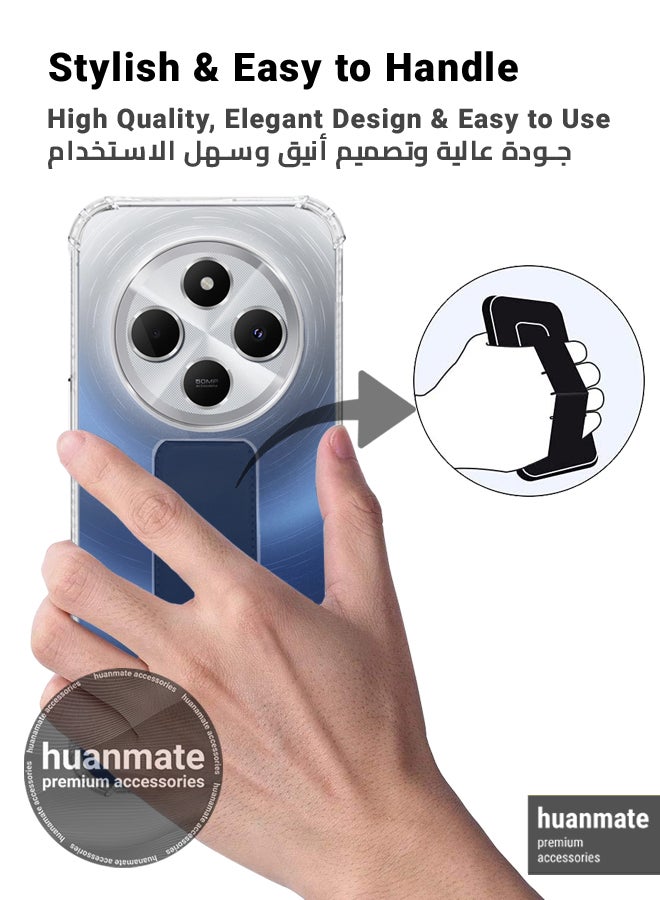 هووانميت حافظة لهاتف شاومي ريدمي 13 سي 4 جي، حافظة مغناطيسية ممتازة مع حامل مقبض يدوي ومسند - غطاء أنيق وعملي لقبضة معززة وراحة مطلقة وتجربة مشاهدة بدون استخدام اليدين - شفاف/ كحلي - Image 3
