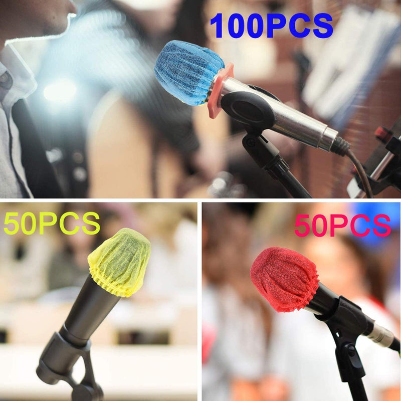TENGYES 200 PCS (100 Pack) Microphone Hygiene Covers Disposable Non-woven Handheld Mic Mike Cover Windscreen Protective Cap for KTV Karaoke Recording Room Stage Performance (multicolored) - Image 3