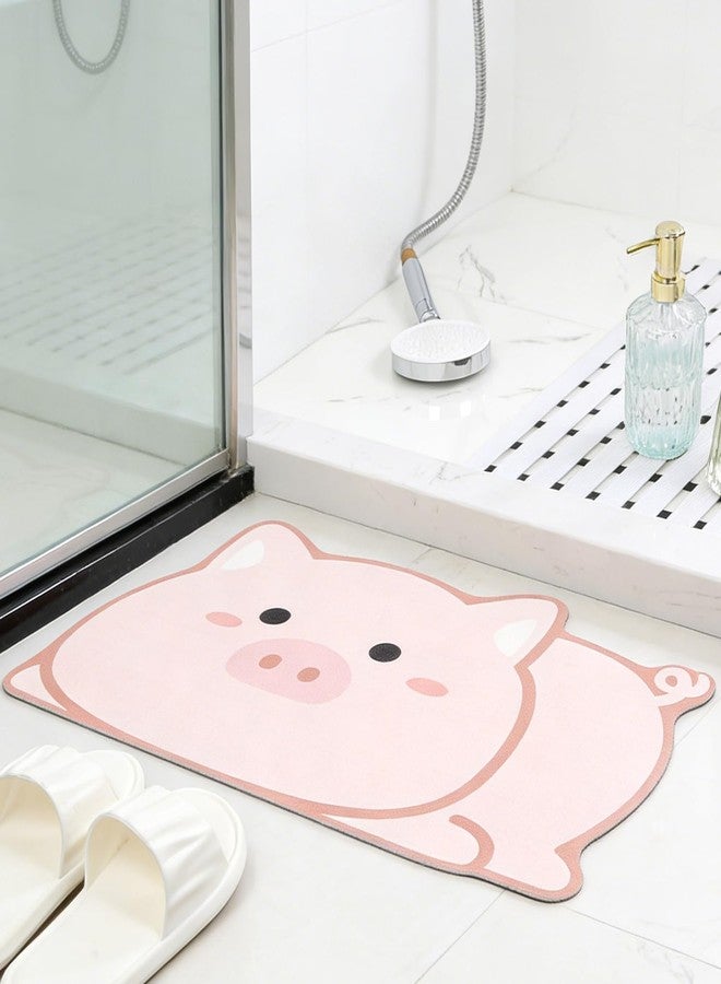 Tyrafry Cute Animals Bath Mat, Quick Dry and Absorbent Microfiber Bath Rug, Non-Slip Rug with Rubber Backing, Modern Floor Mat for Bathroom, Shower, Sink Side, Pink, 17"x25" - Image 2