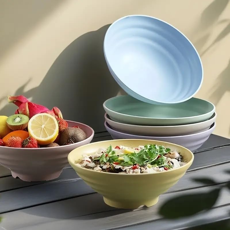 DANSR DANSR JapaneseStyle Unbreakable Bowl for Rice Bowl Salad Bowl BPA Free Suitable for Families with Multiple People Multiple Colours Gatherings Parties Restaurants Serving 19 CM_Blue_2 Pcs  - Image 3