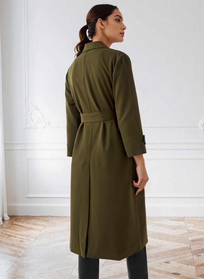 ايكونيك معطف ترنش كلاسيكي بحزام وياقة مشقوقة - Image 3