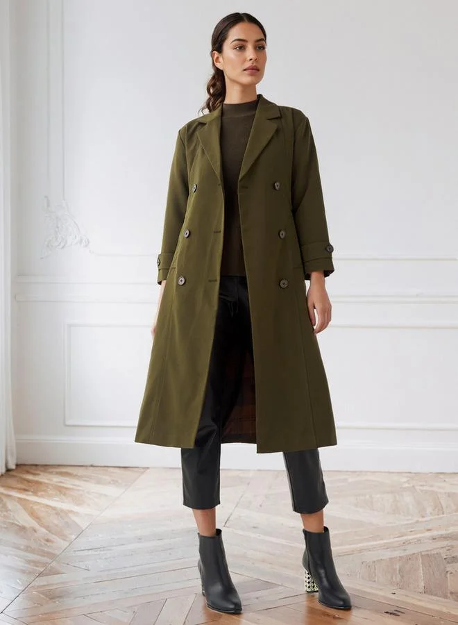 Iconic Iconic Belted Notch Lapel Trench Coat