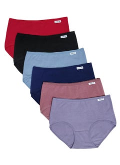 Love Bell Premium Cotton Four-way stretch Panties - MULTIPACK - Regular and Plus Sizes - Classic Briefs for Women (UAE/KSA, Alpha, XL, Regular, Regular, Cool & Warm Shades - 6 Pcs Pack)  - Image 1
