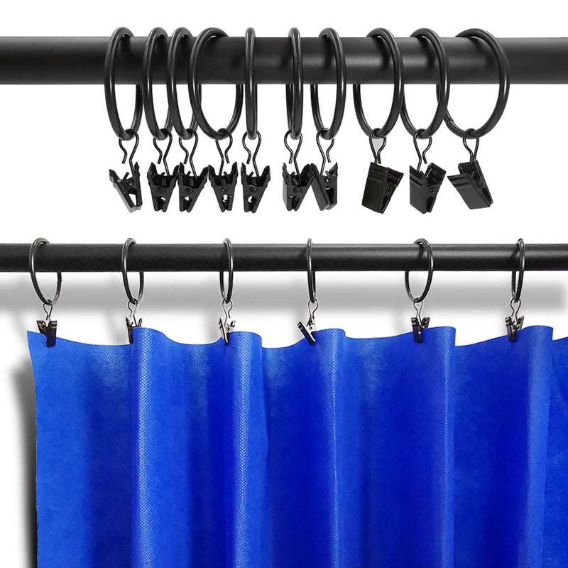 LLPJS 40 Pack Metal Curtain Rings with Clips, Curtain Clip Rings Hooks for Hanging Drapery Drapes Bows, Curtain Rod Rings 1.5 inch Interior Diameter, Black - Image 5