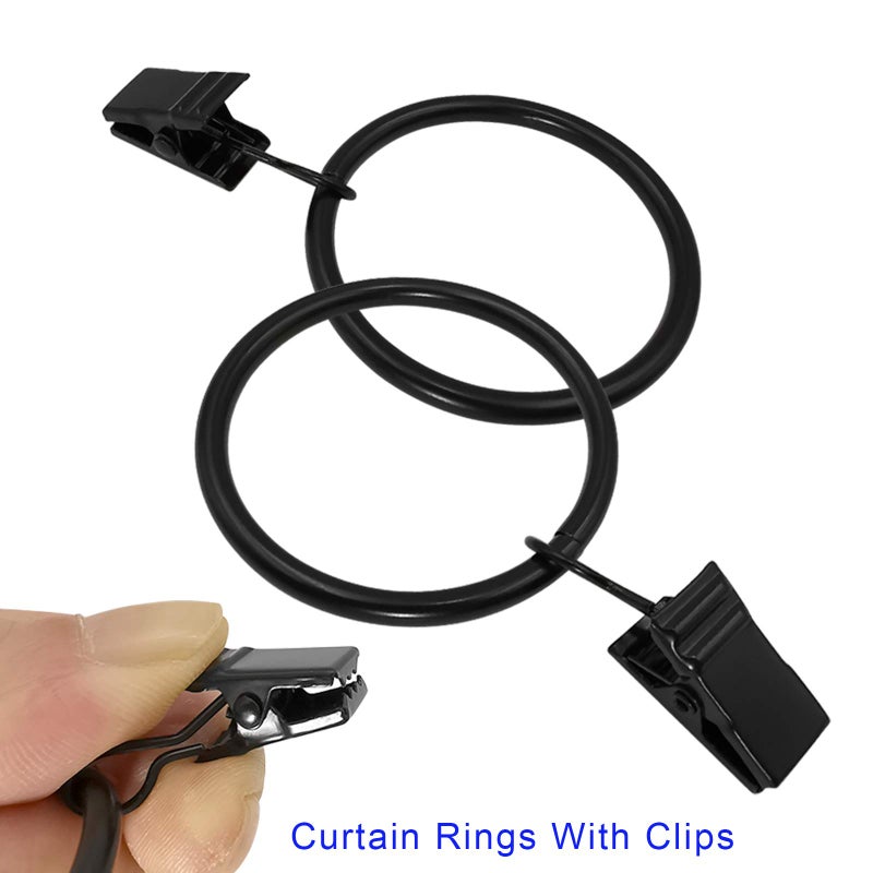 LLPJS 40 Pack Metal Curtain Rings with Clips, Curtain Clip Rings Hooks for Hanging Drapery Drapes Bows, Curtain Rod Rings 1.5 inch Interior Diameter, Black - Image 4