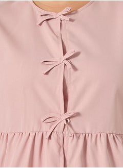 Styli Plus Size Puff Sleeve Ribbon Tie-Up Top  - Image 4