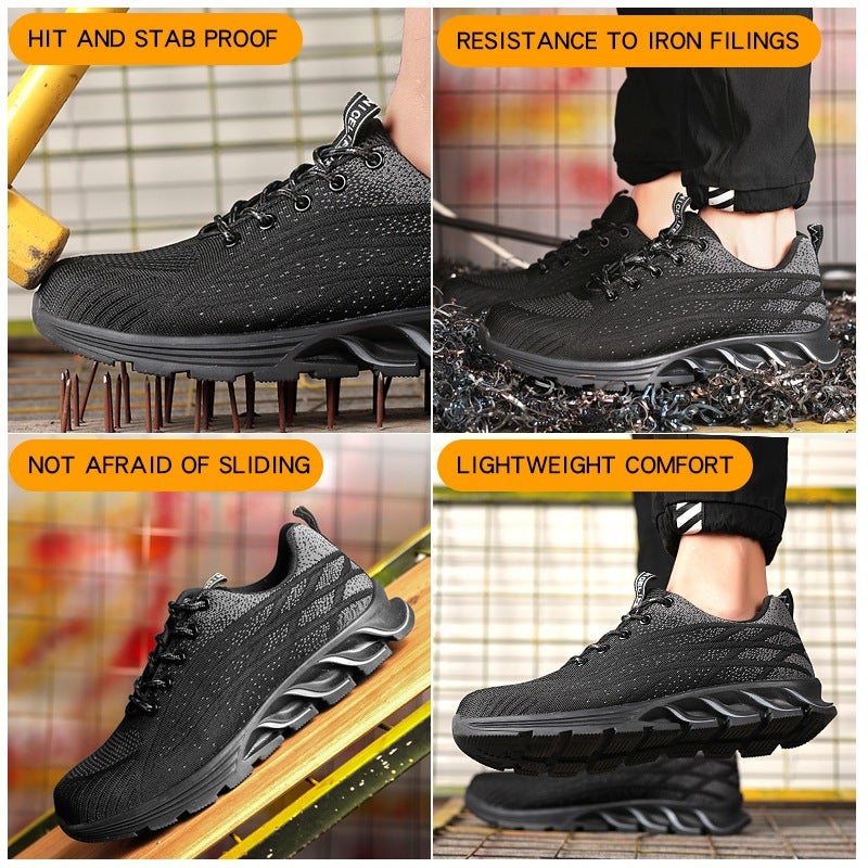Summer Anti-Smashing Steel Baotou Men'S Labor Protection Shoes Lightweight Work Shoes Breathable Fly-Woven Sports Construction Site Protective Shoes - Image 5