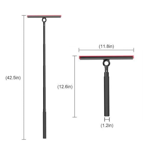 EHOMGUI Shower Squeegee for Glass Doors, Window Squeegee for Home,Squeegee with Telescopic Extension Pole,Professional Window Cleaning Tool, Black, for Mirror, Glass, Ceramic Tile - Image 2