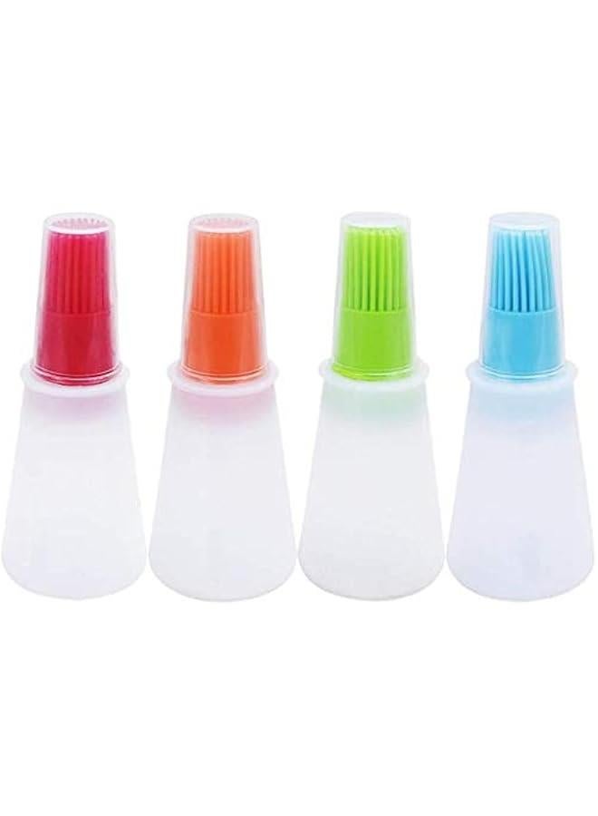 4 pcs Silicone Oil bottle brush， BBQ/Pastry Basting Brushes,Silicone Cooking Grill Barbecue Baking Pastry Oil/Honey/Sauce Bottle Brush (Red, orange, green, blue) - Image 1