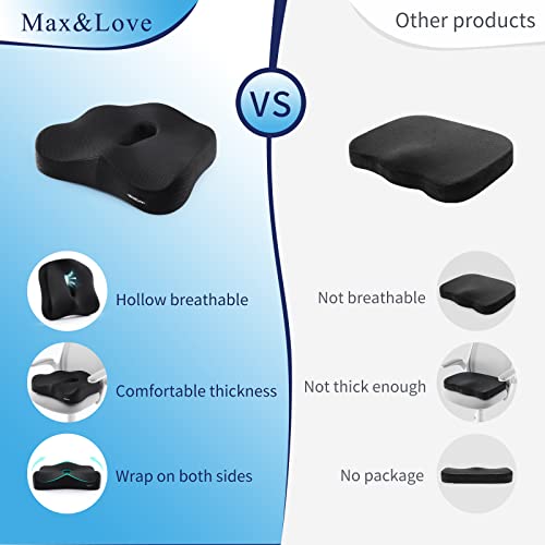 Max&Love Memory Foam Seat Chair Cushion for Relieves Back Sciatica Pain Tailbone Pain Coccyx Degenerating Disc Orthopedic Osteoarthritis Prostate Cushion Low Back Pain Cushion Hip Shaping (Black mesh) - Image 5