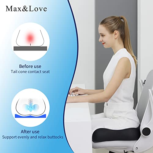 Max&Love Memory Foam Seat Chair Cushion for Relieves Back Sciatica Pain Tailbone Pain Coccyx Degenerating Disc Orthopedic Osteoarthritis Prostate Cushion Low Back Pain Cushion Hip Shaping (Black mesh) - Image 2