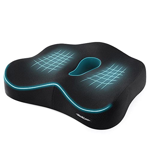 Max&Love Memory Foam Seat Chair Cushion for Relieves Back Sciatica Pain Tailbone Pain Coccyx Degenerating Disc Orthopedic Osteoarthritis Prostate Cushion Low Back Pain Cushion Hip Shaping (Black mesh) - Image 1
