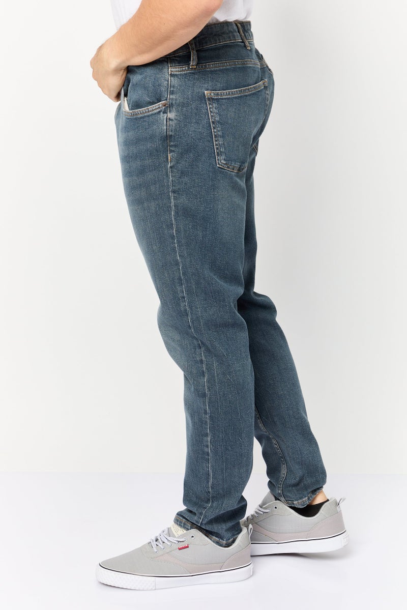 Celio Men Tapered Fit Washed Stretchable Denim Jeans, Blue - Image 3