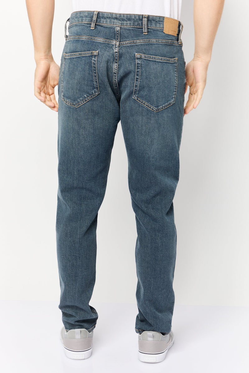 Celio Men Tapered Fit Washed Stretchable Denim Jeans, Blue - Image 4