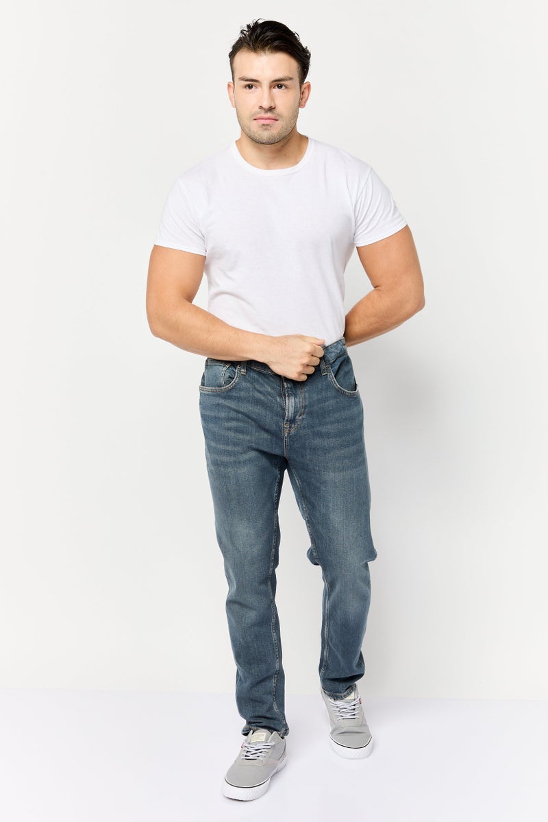 Celio Men Tapered Fit Washed Stretchable Denim Jeans, Blue - Image 2