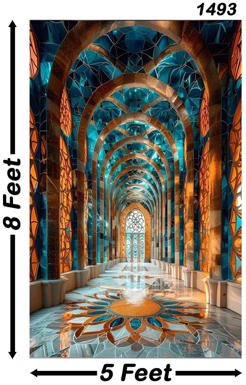 Backdropon Interior Palace Architecture Vintage Art Photography Backdrops Curtain Cloth Birthday Background Seamless Photo Booth Prop Backdrop Size 8Feet Height & 5Feet Width(8 * 5) - Image 2