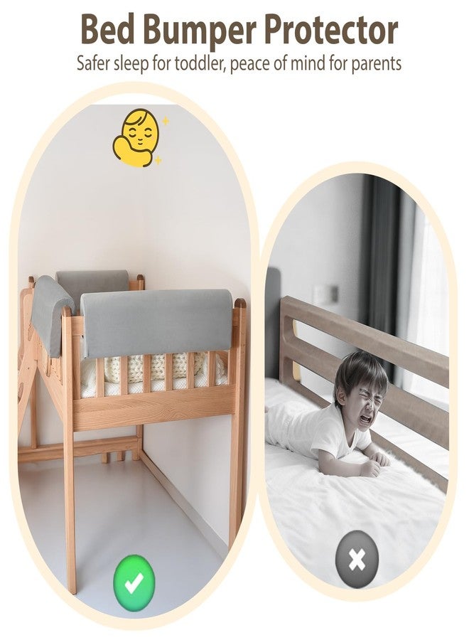 Smashier Toddlers' Bed Rail Bumpers Protector, Children's Bed Guardrail Padding, Soft Cushioned Barrier, Increased Height, Easy to Install, Washable Cover, Fits Floor, Bunk & Loft, 3 Ft, Gray, 1Pack - Image 3