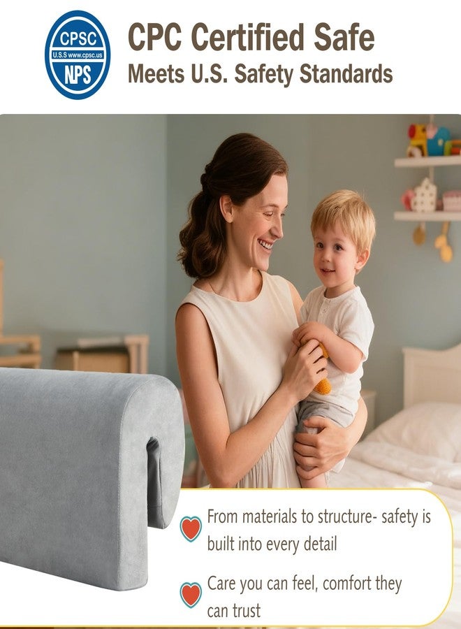 Smashier Toddlers' Bed Rail Bumpers Protector, Children's Bed Guardrail Padding, Soft Cushioned Barrier, Increased Height, Easy to Install, Washable Cover, Fits Floor, Bunk & Loft, 3 Ft, Gray, 1Pack - Image 5