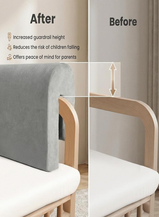 Smashier Toddlers' Bed Rail Bumpers Protector, Children's Bed Guardrail Padding, Soft Cushioned Barrier, Increased Height, Easy to Install, Washable Cover, Fits Floor, Bunk & Loft, 3 Ft, Gray, 1Pack - Image 4