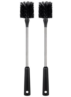 2 Pack Stainless Steel Water Bottle Brush & Straw Cleaner Set, Long Handle Baby Bottle Scrub Cleaning Brush for Sports Bottles, Cups, Dishes, Coffee Mugs, Glasswares, Tumblers, Wine Decanters