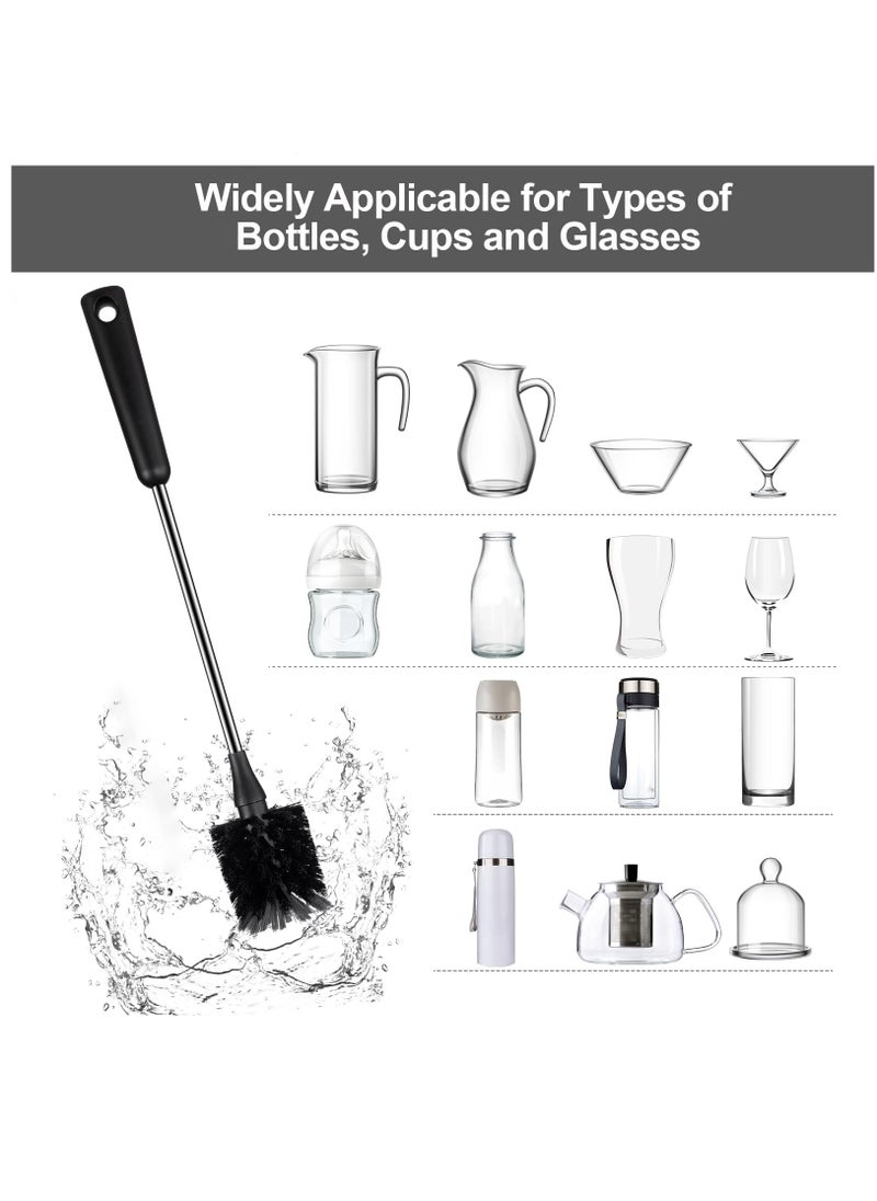 Excefore - 2 Pack Stainless Steel Water Bottle Brush & Straw Cleaner Set, Long Handle Baby Bottle Scrub Cleaning Brush for Sports Bottles, Cups, Dishes, Coffee Mugs, Glasswares, Tumblers, Wine Decanters - Image 1