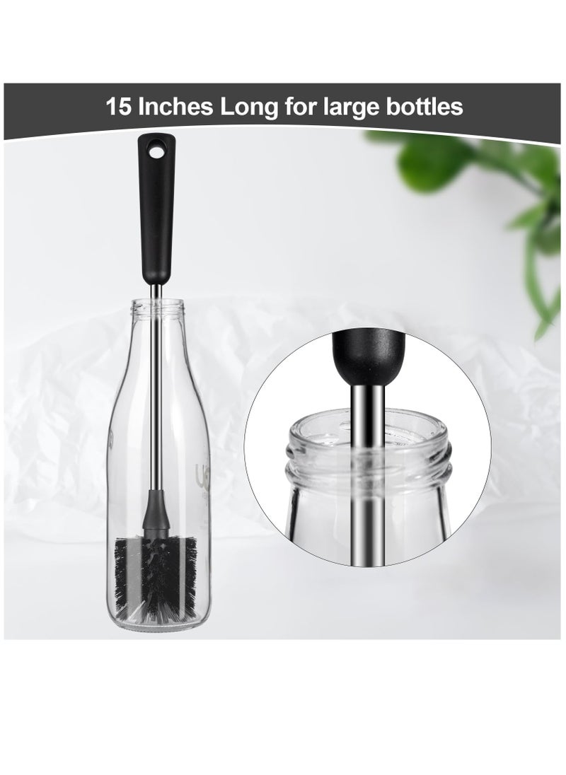 Excefore - 2 Pack Stainless Steel Water Bottle Brush & Straw Cleaner Set, Long Handle Baby Bottle Scrub Cleaning Brush for Sports Bottles, Cups, Dishes, Coffee Mugs, Glasswares, Tumblers, Wine Decanters - Image 1