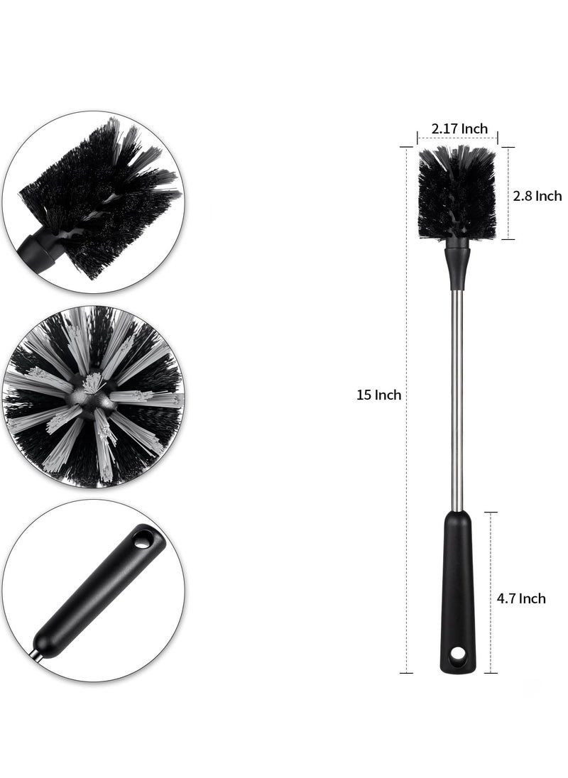 Excefore - 2 Pack Stainless Steel Water Bottle Brush & Straw Cleaner Set, Long Handle Baby Bottle Scrub Cleaning Brush for Sports Bottles, Cups, Dishes, Coffee Mugs, Glasswares, Tumblers, Wine Decanters - Image 1