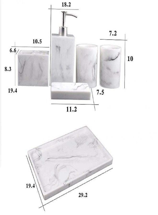 Buric Resin Vintage Marble Bathroom Accessories Sets Luxury 6-Piece Bathroom Decoration Soap Dispenser,Cups,Toothbrush Holder - Image 5