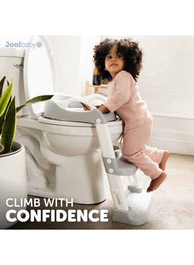 Jool Baby Products Jool Baby Potty Training Seat with 2 Step Ladder for Toddlers - Splash Guard, Adjustable Height (Gray) - Image 2