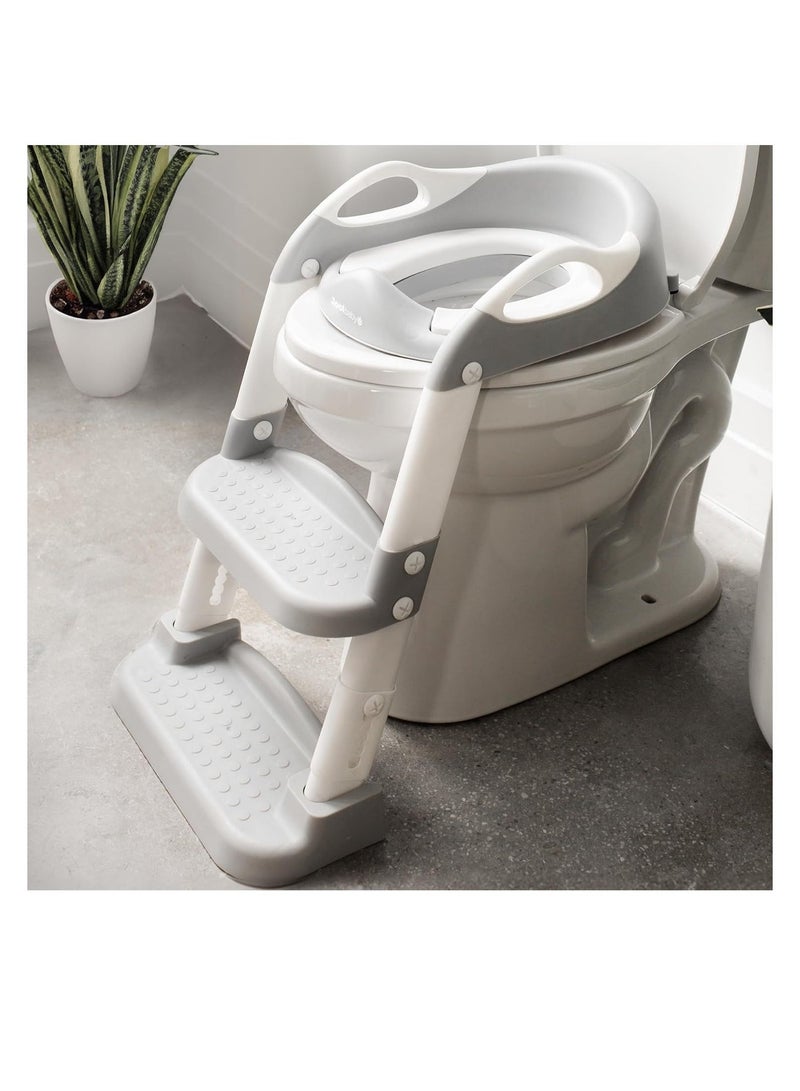 Jool Baby Products Jool Baby Potty Training Seat with 2 Step Ladder for Toddlers - Splash Guard, Adjustable Height (Gray) - Image 1