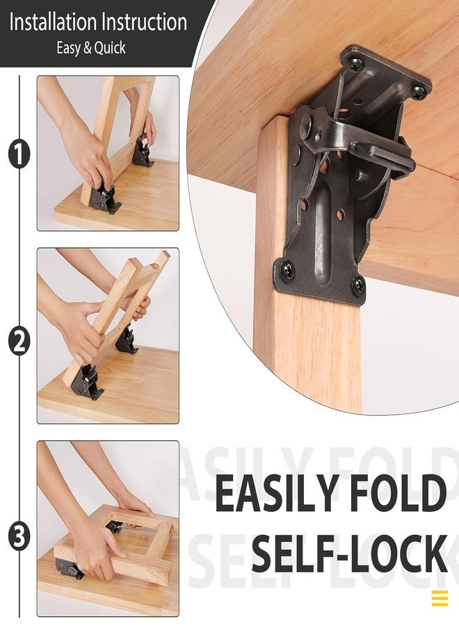 KPS Folding Brackets | Lock Extension Hinge | Foldable Leg Brackets Hardware for Table/Workbench/Platform | Furniture Leg Support | Collapsible Wall Shelf Support Lock (Pack of 2 PCs,Multicolor) - Image 2