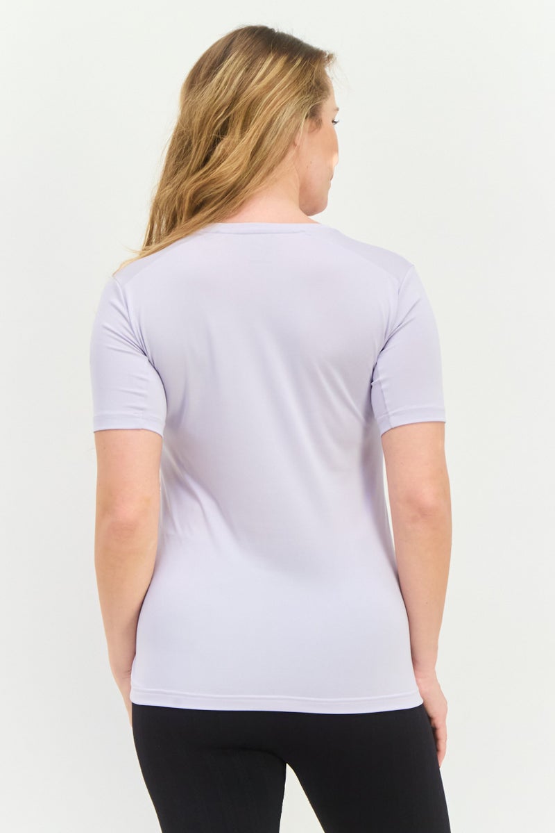 Adidas Women Sportswear Fit Short Sleeve Outdoor Top, Lavender - Image 3
