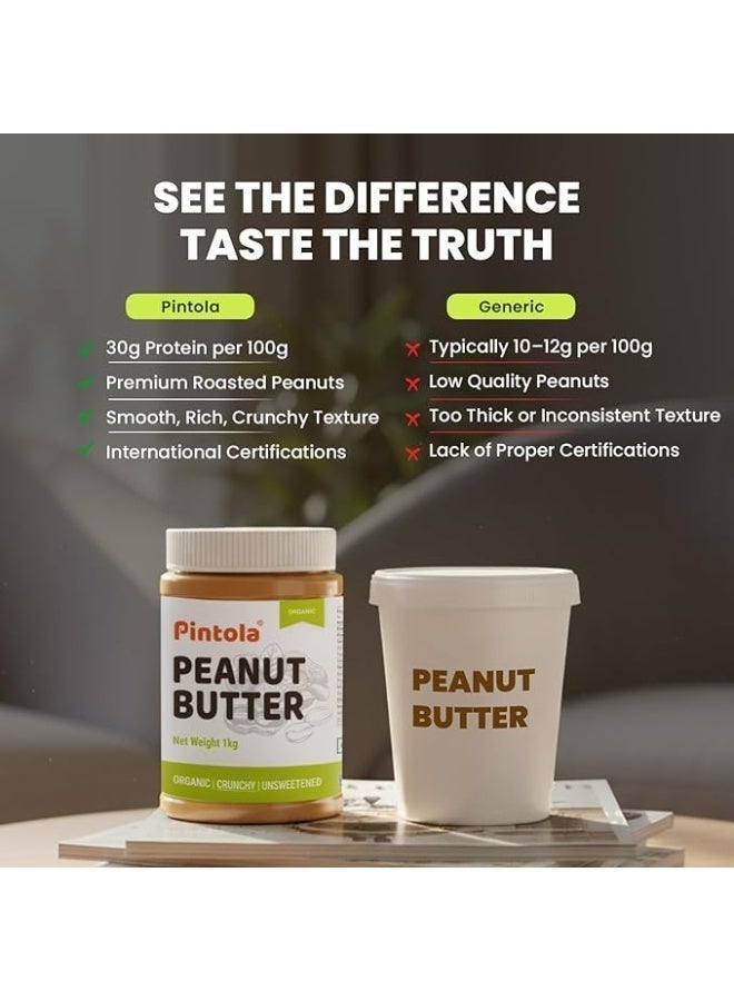 Pintola Organic Unsweetened Creamy Peanut Butter 340g (pack of 2), made with organic Peanuts, no added sugar, vegan, natural oil on top, mix well, achieve the creaminess. - Image 4