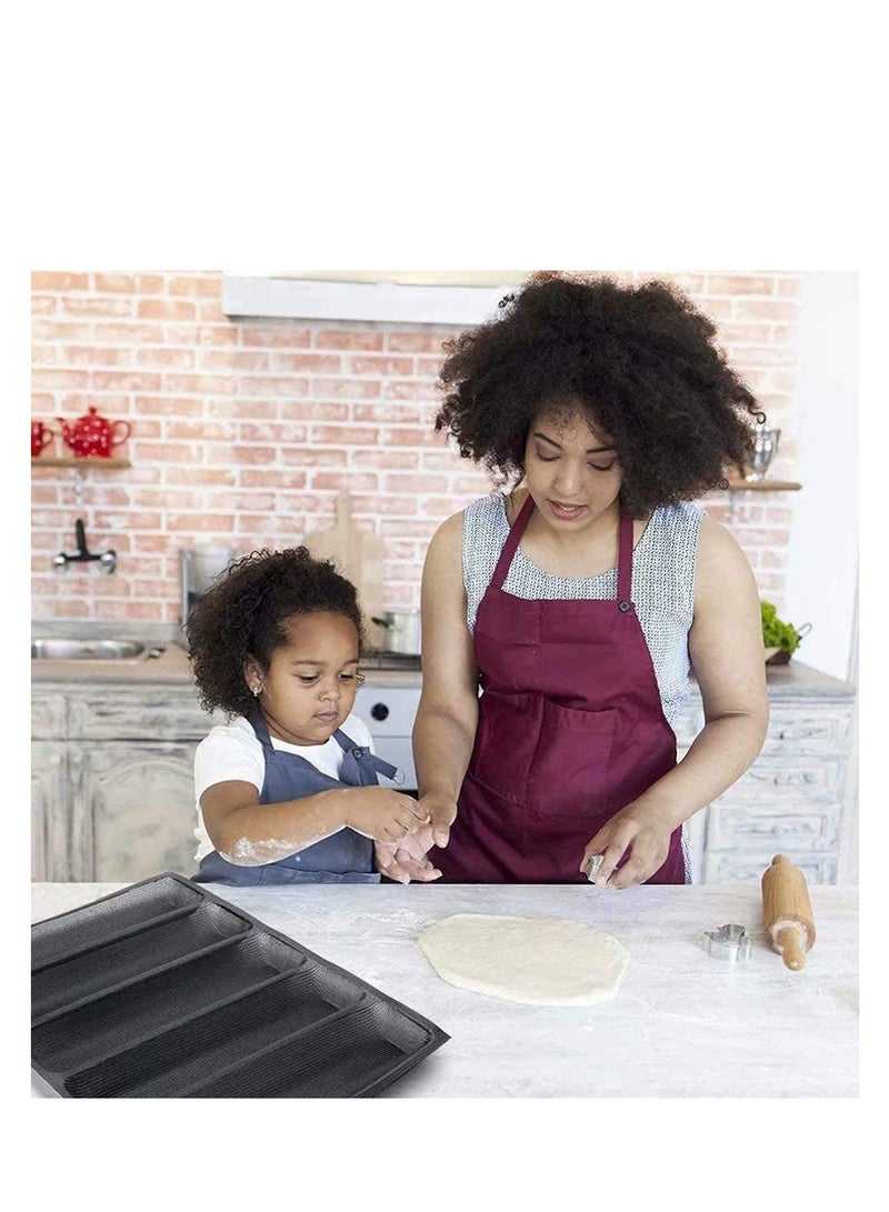 SOLARAE Baguette Pan Nonstick Perforated Silicone Bread Pan Silicone Perforated Baking Forms Sandwich Mould Baguette Baking Pan Tray 5 Slots French Bread Baking Pan - Image 4