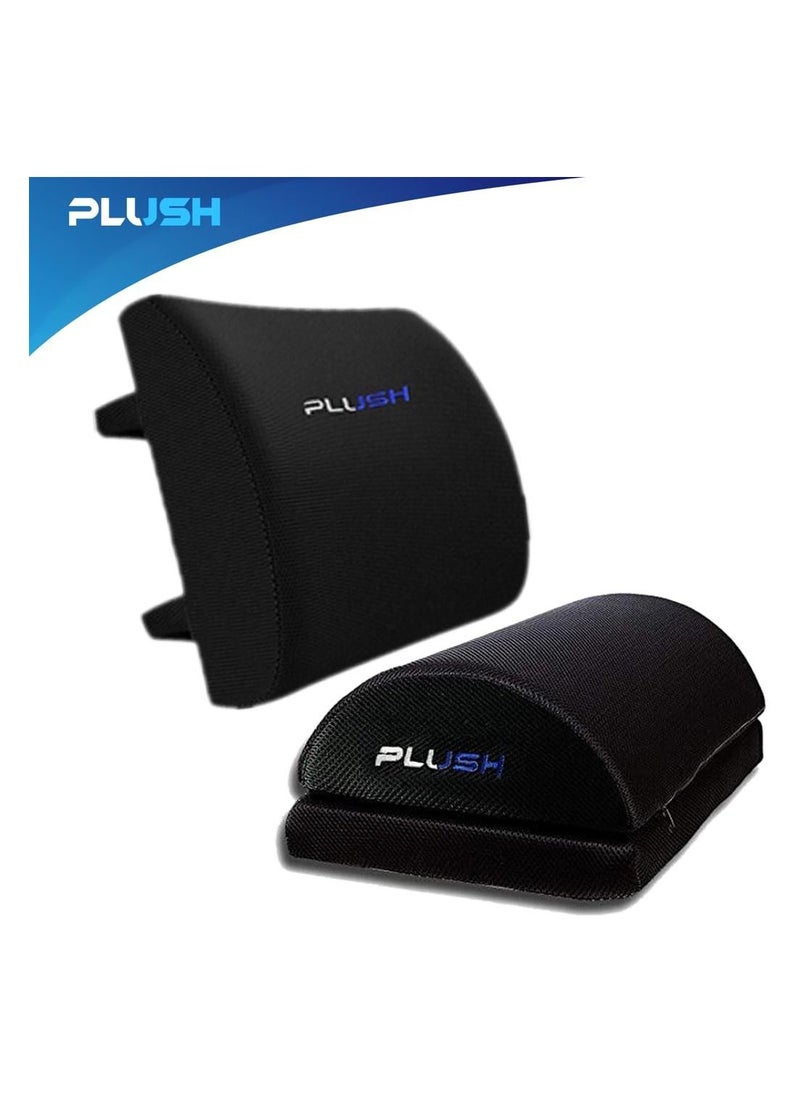 Plush - Plush Lumbar Support Pillow for Chair Ergonomic Memory Foam Cushion Reduces Back Pain &Ergonomic Footrest Cushion With Adjustable Heights Office Footrest Pillow Non-Slip Bottom Footstool Rocker - Image 1